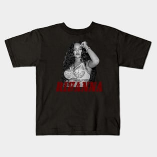 Rihanna black white red Kids T-Shirt